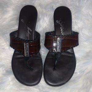 Brighton Brown leather thong slides size 6.5